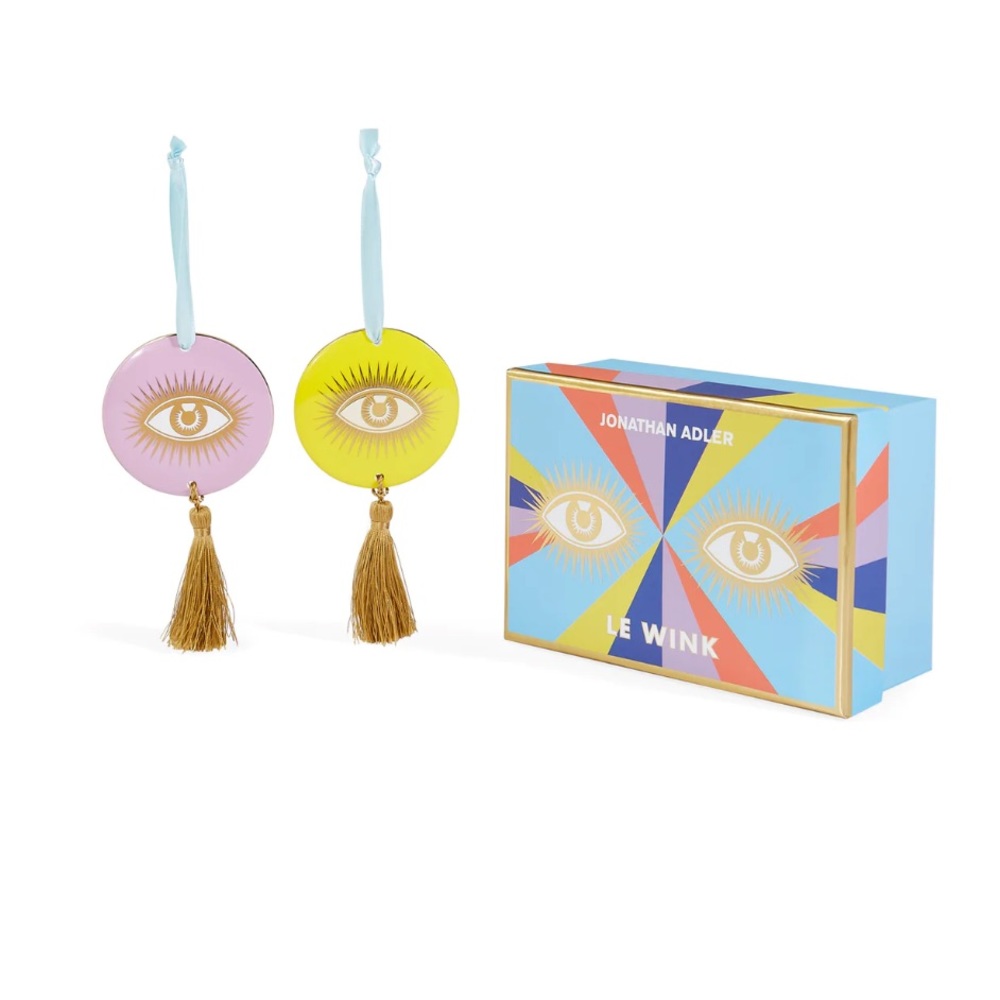 New Jonathan Adler Le Wink Ornament Set of 2